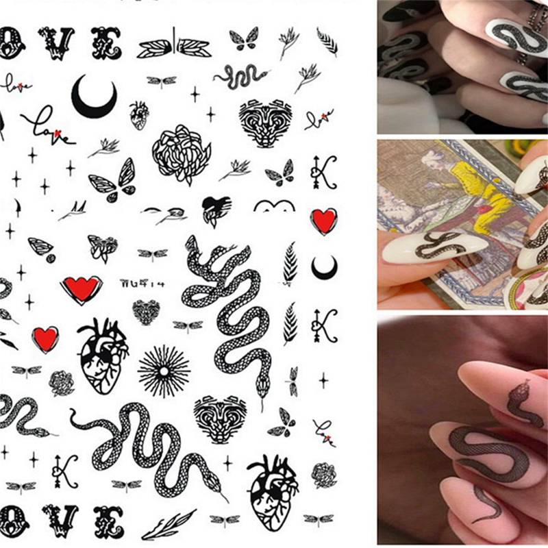 Schlange, Herz, Liebe Nagel Selbstklebende Decals/sticker Nailart von Etsy - NailsArtDesign