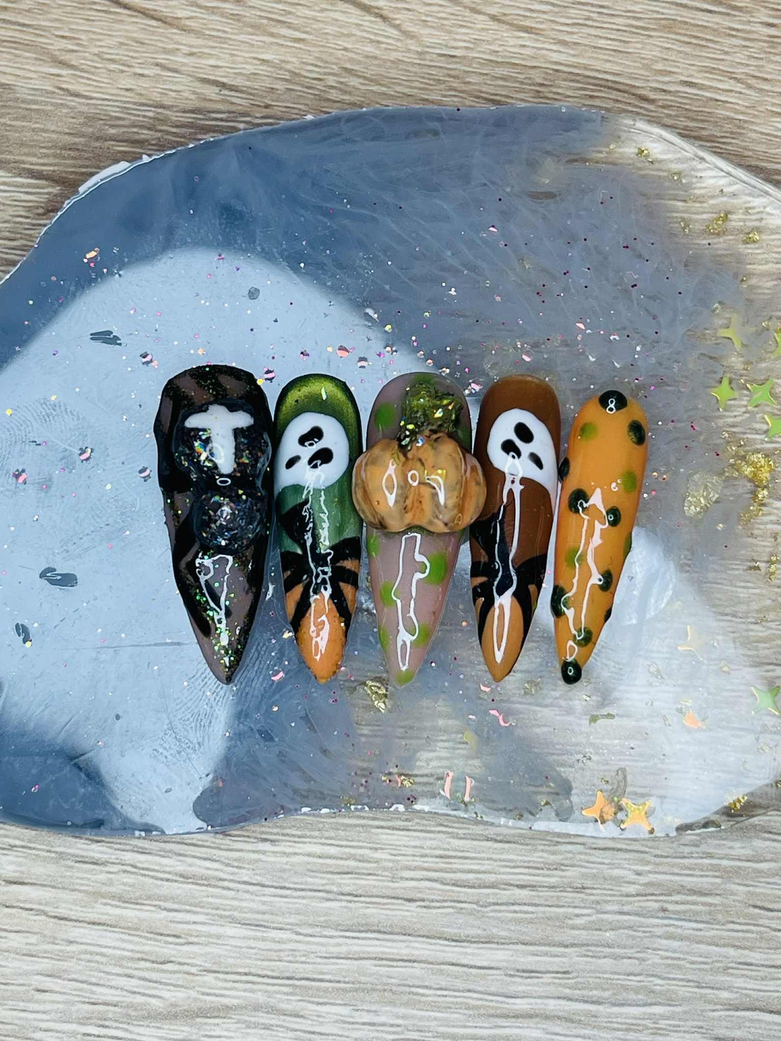 Halloween Press On Nails 3D Geist & Kürbis Nägel Gruseliges Alt Custom Nagel Set Handgemachte Wiederverwendbare Falsche Größe S von Etsy - NailsbyEty