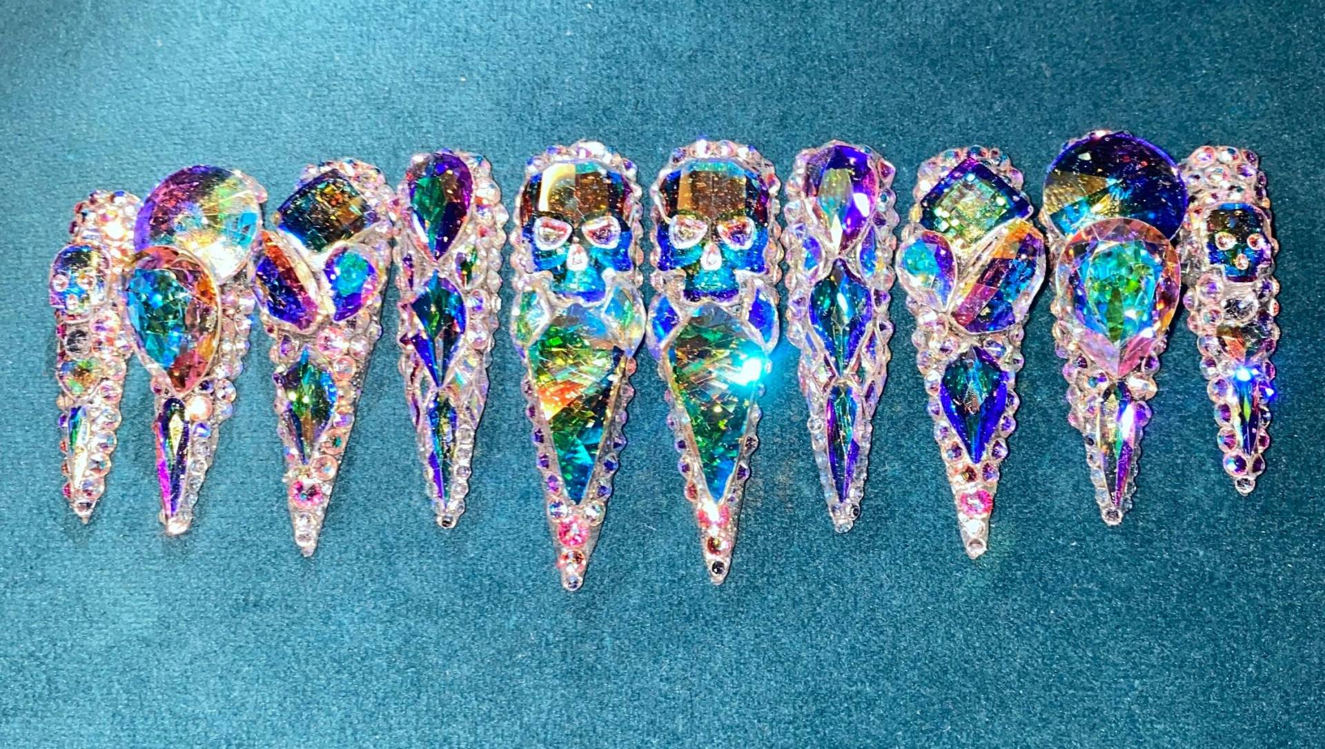 Nails Swarovski Crystal Ab Press On Nails/ Nägel Mit Bling, Long Coffin Shape Extra Lange Nägel/Luxus Nägel/ Rhinestone/Skull Nails Swarovski Crystal Ab Press On Nails/ Nägel Mit Bling, Long Coffin Shape Extra Lange Nägel/Luxus Nägel/ Rhinestone/Skull von Etsy - Nailsbyshaine