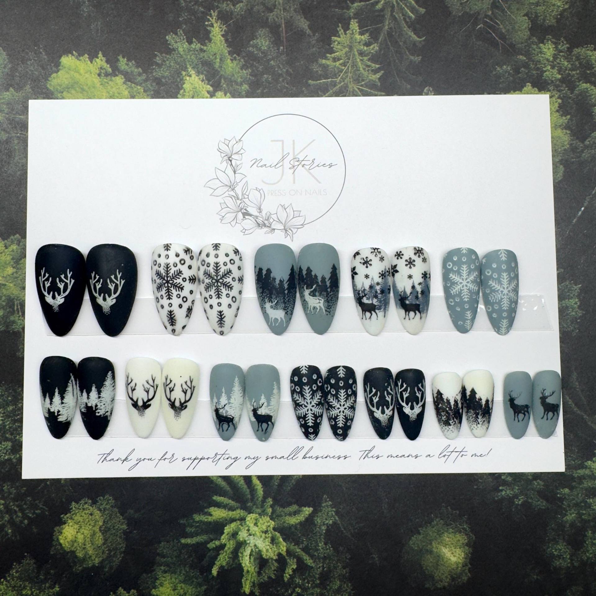 Grau Schwarz Weiß Winter Wonderland Christmas Collection-Ready To Wear Sets-No Sizing Needed Grau Schwarz Weiß Winter Wonderland Christmas Collection-Ready To Wear Sets-No Sizing Needed von Etsy - NailstoriesbyJK