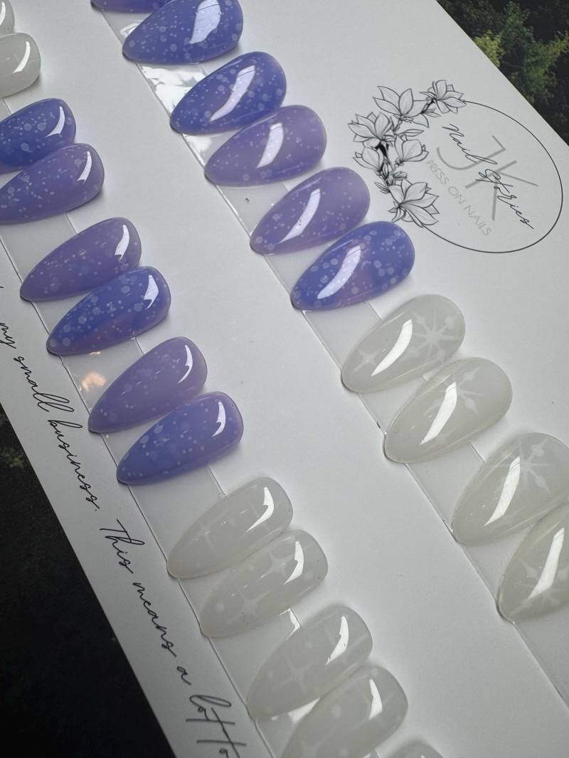 Thermogel Schneeflocken Lila Rosa Christmas Collection-Ready To Wear Sets-No Sizing Needed Press On Nägel Weihnachten von Etsy - NailstoriesbyJK