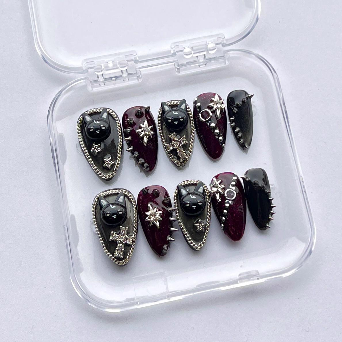 Ateez Aniteez Dark Cat Eye Press On Nails - Wooyoung/Wooyonyang von Etsy - Nailzessa