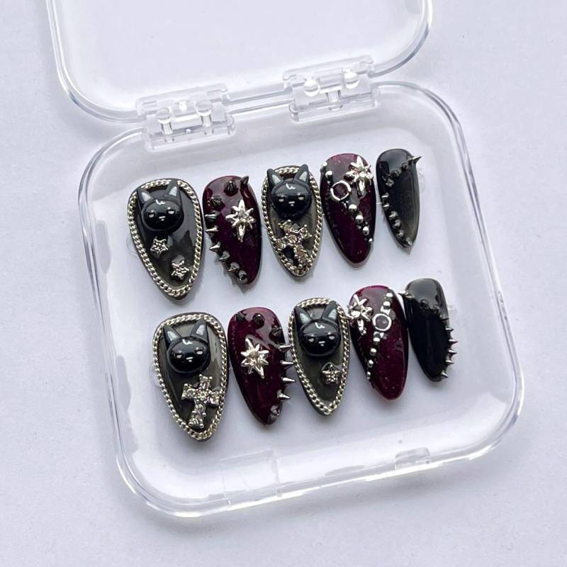 Ateez Aniteez Dark Cat Eye Press On Nails - Wooyoung/Wooyonyang von Etsy - Nailzessa