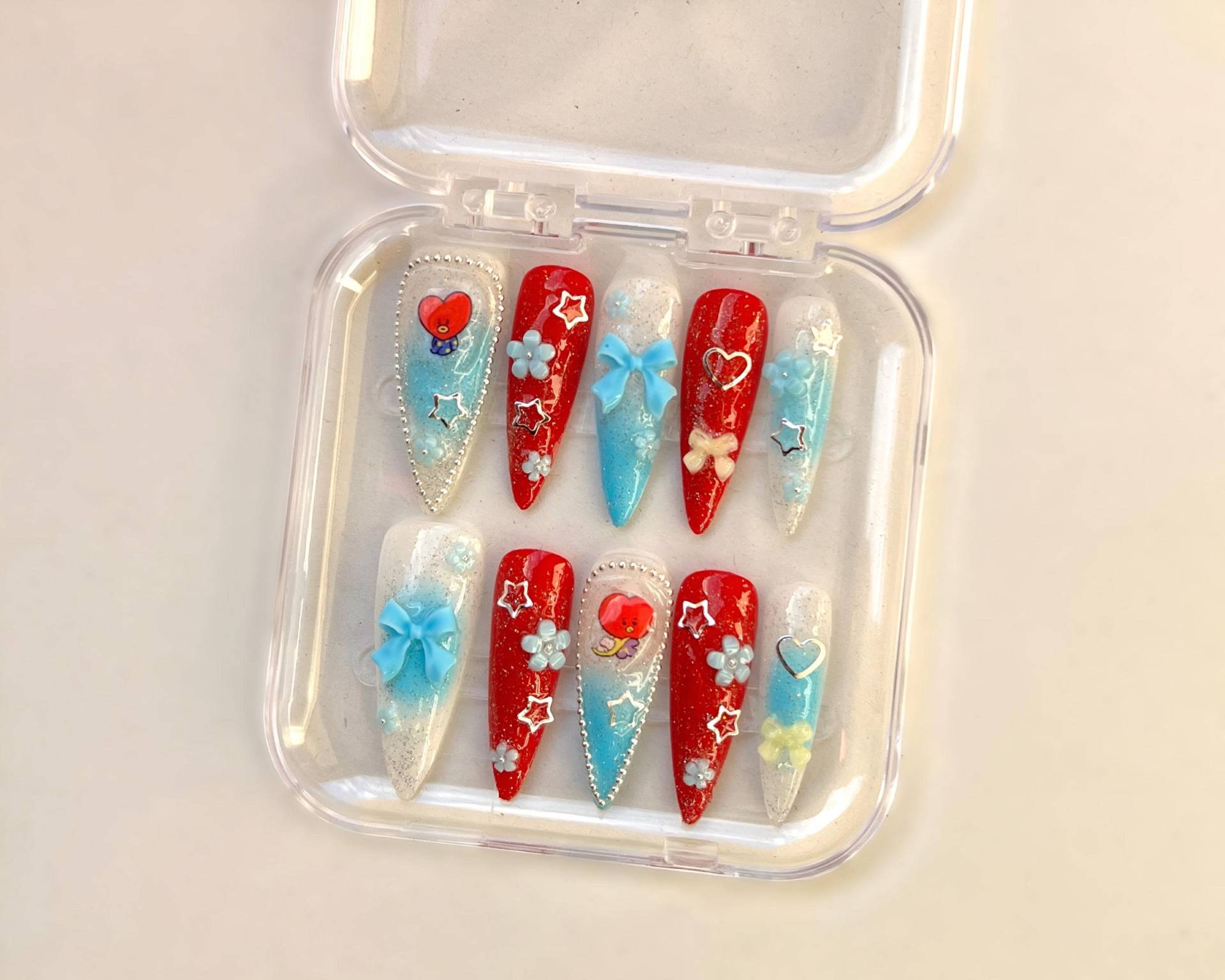 Bts Bt21 Tata | V Themed Press On Nails Kim Taehyung von Etsy - Nailzessa