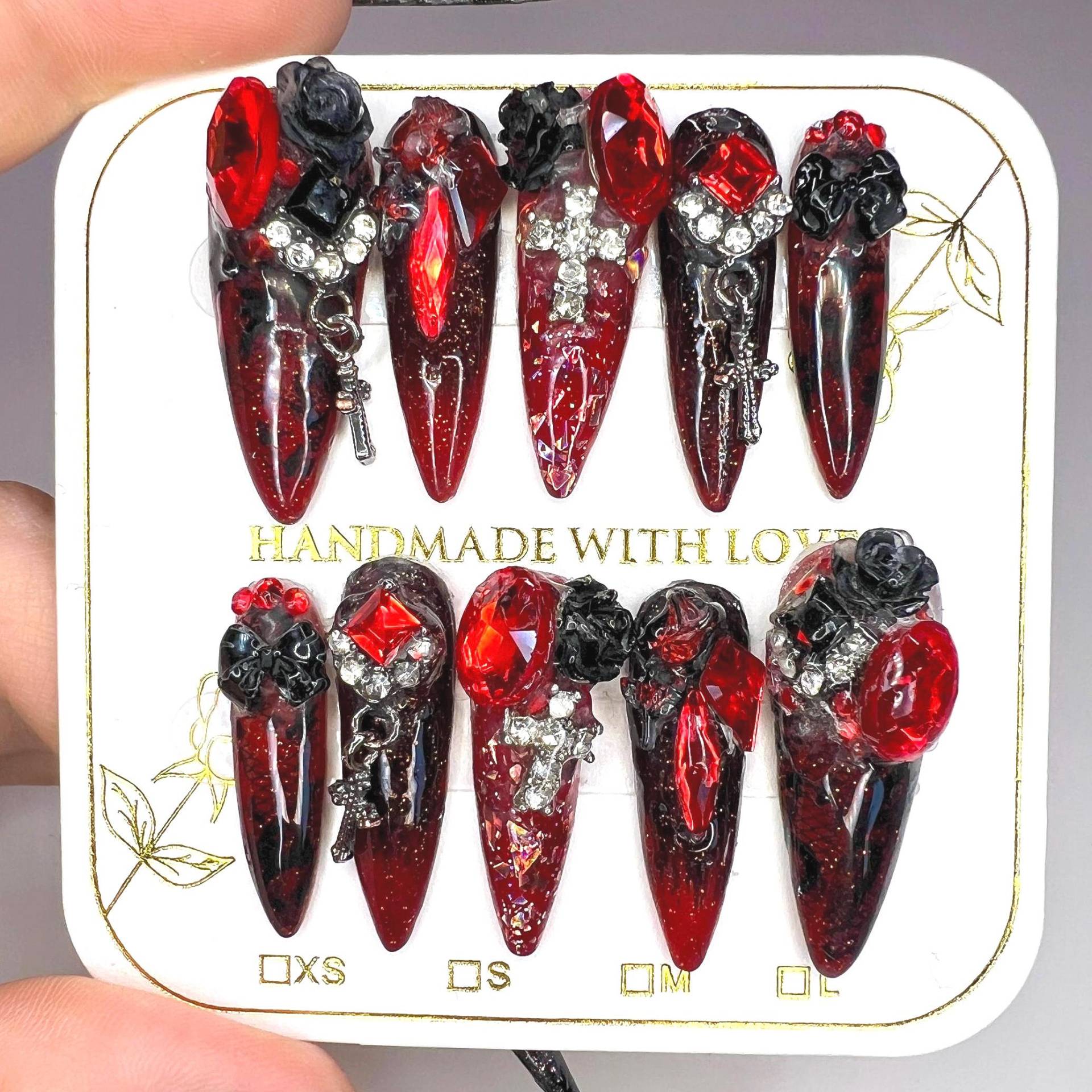 Vampire Aesthetic Press On Nails - Witch Core Gothic Red Vampire Aesthetic Press On Nails - Witch Core Gothic Red von Etsy - Nailzessa