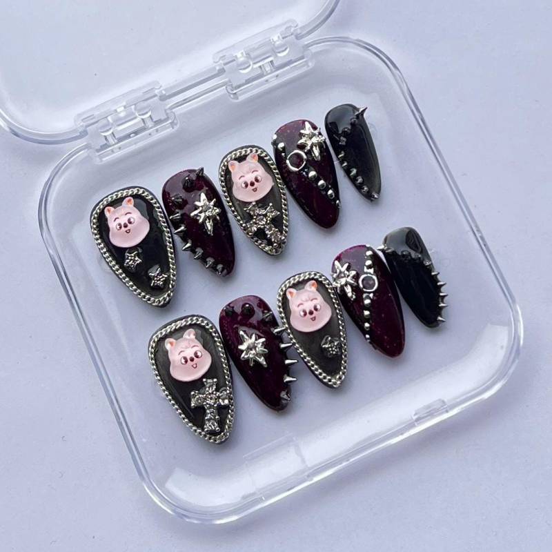 stray Kids Dark Cat Eye Press On Nails - Han Jisung/Quokka von Etsy - Nailzessa