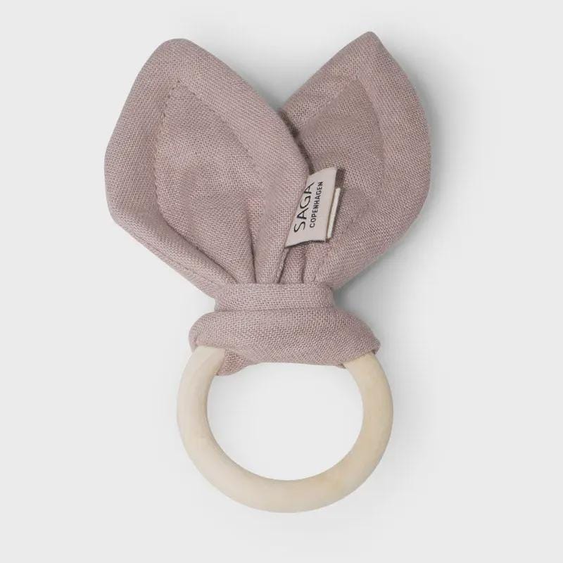 Beißring Baby Aus Holz& Stoff - Greifling Natur-Saga Copenhagen, Mit Stoffohren, Holzring, Bestickt, Baumwolle, Geschenk Zur Geburt von Etsy - Nanikidsco
