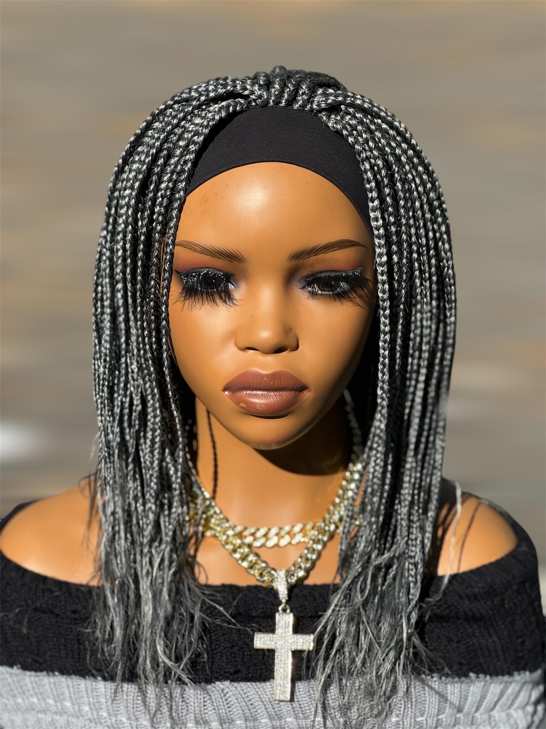 26 "Salz Und Pfeffer Grau Silber Knotenlose African Style Stirnband Box Braids Perücke von Etsy - Naturalgirlworld