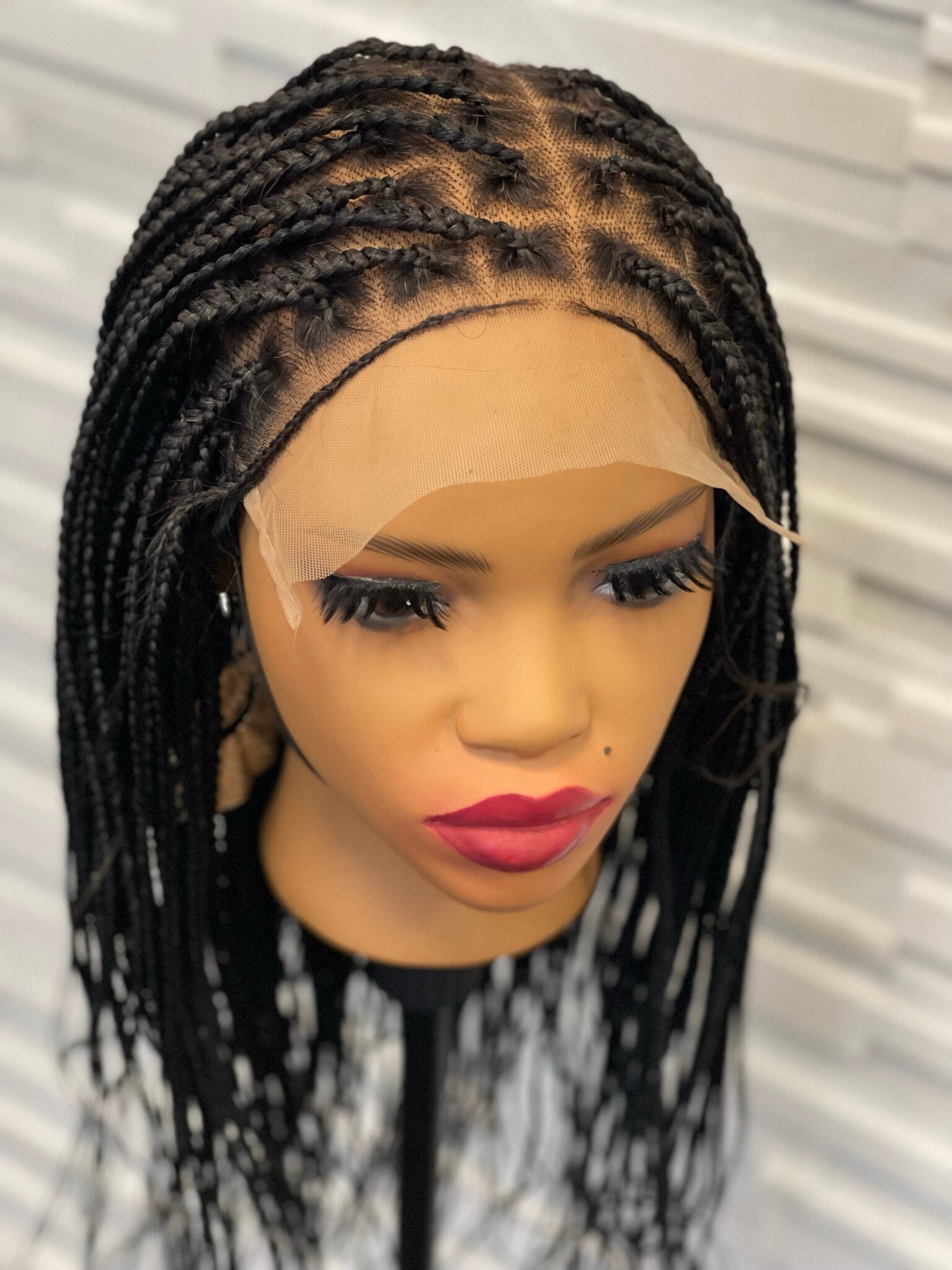 7x7 Lace Closure Knotenlose Box Braid Micro Kleine 24 Zoll Zopfperücke von Etsy - Naturalgirlworld