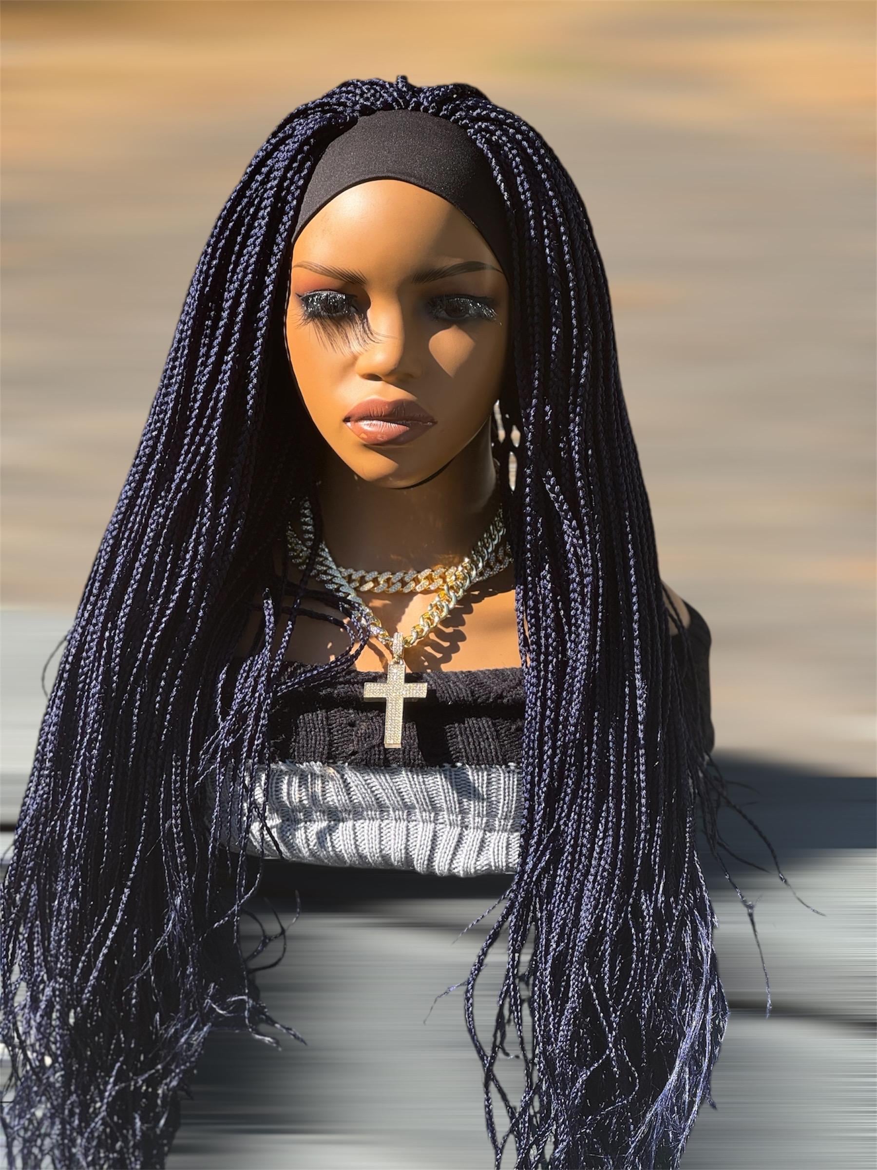 stirnband Box Braid Blau Schwarze Lange Micro Zopf Perücke stirnband Box Braid Blau Schwarze Lange Micro Zopf Perücke von Etsy - Naturalgirlworld