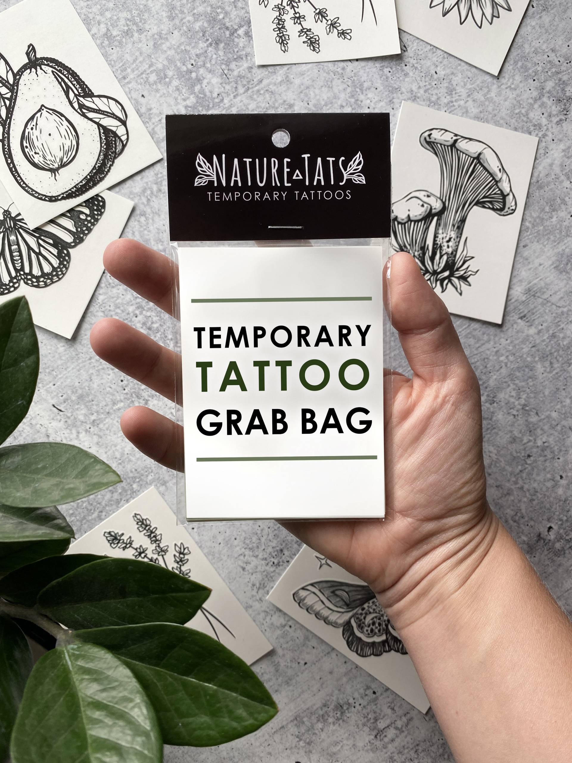 Natur Temporäres Tattoo Wundertüte 10 Verschiedene Designs, Blumen, Insekten, Tiere, Pilze & Mehr von Etsy - NatureTats