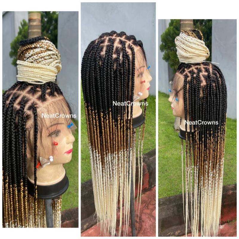 Knotenlose Box Zöpfe Perücke Mikro Blonde Ombre Geflochtene Perücken Leidenschaft Twist Senegalese Cornrow Cornrows Faux Locs Dreadlocks Spitzenfront von Etsy - NeatCrowns