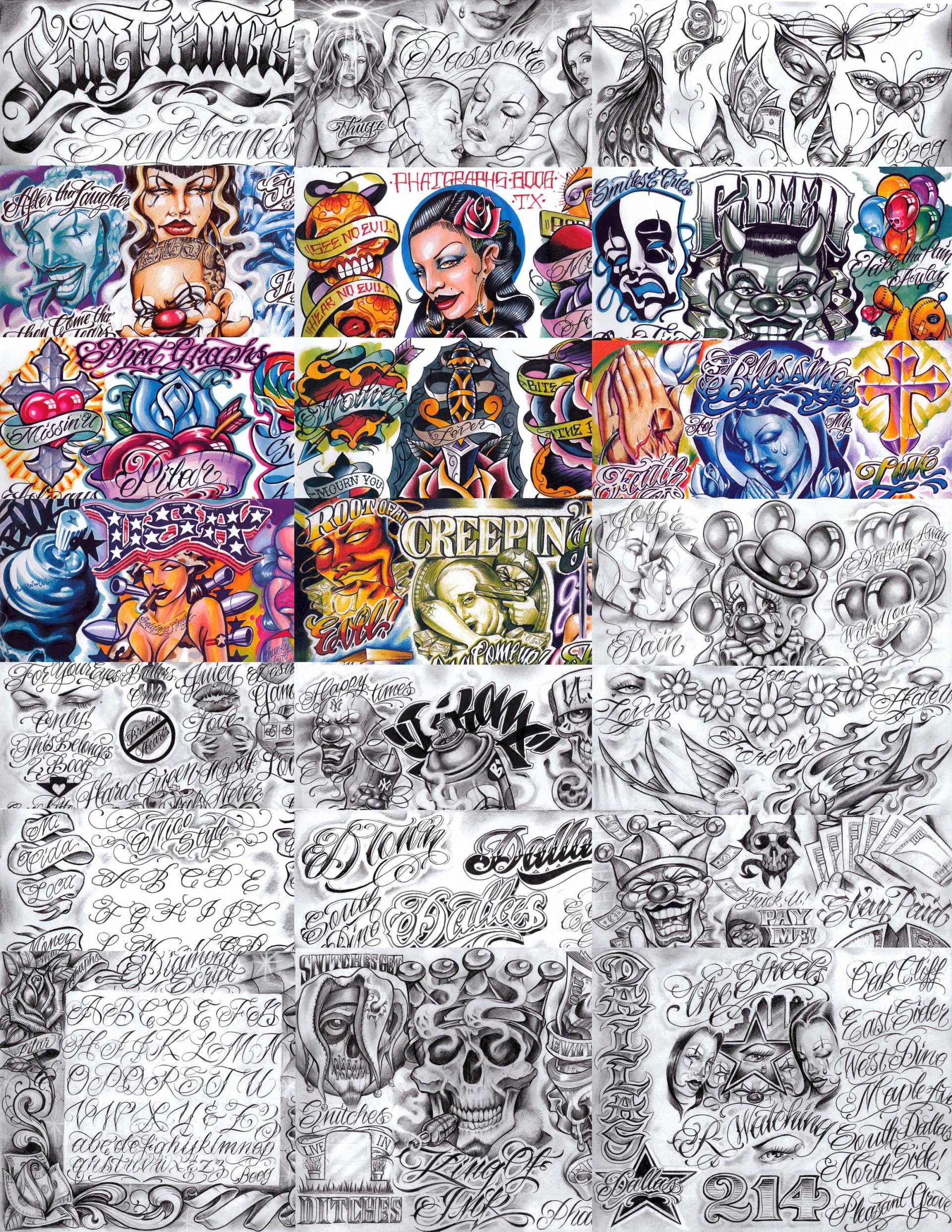 Boog Aus Den Straßen Mit Liebe Gangsta Stil Tattoo Flash 67 Blätter 11 X 14" Boog Aus Den Straßen Mit Liebe Gangsta Stil Tattoo Flash 67 Blätter 11 X 14" von Etsy - NeedfulThingsByMatt