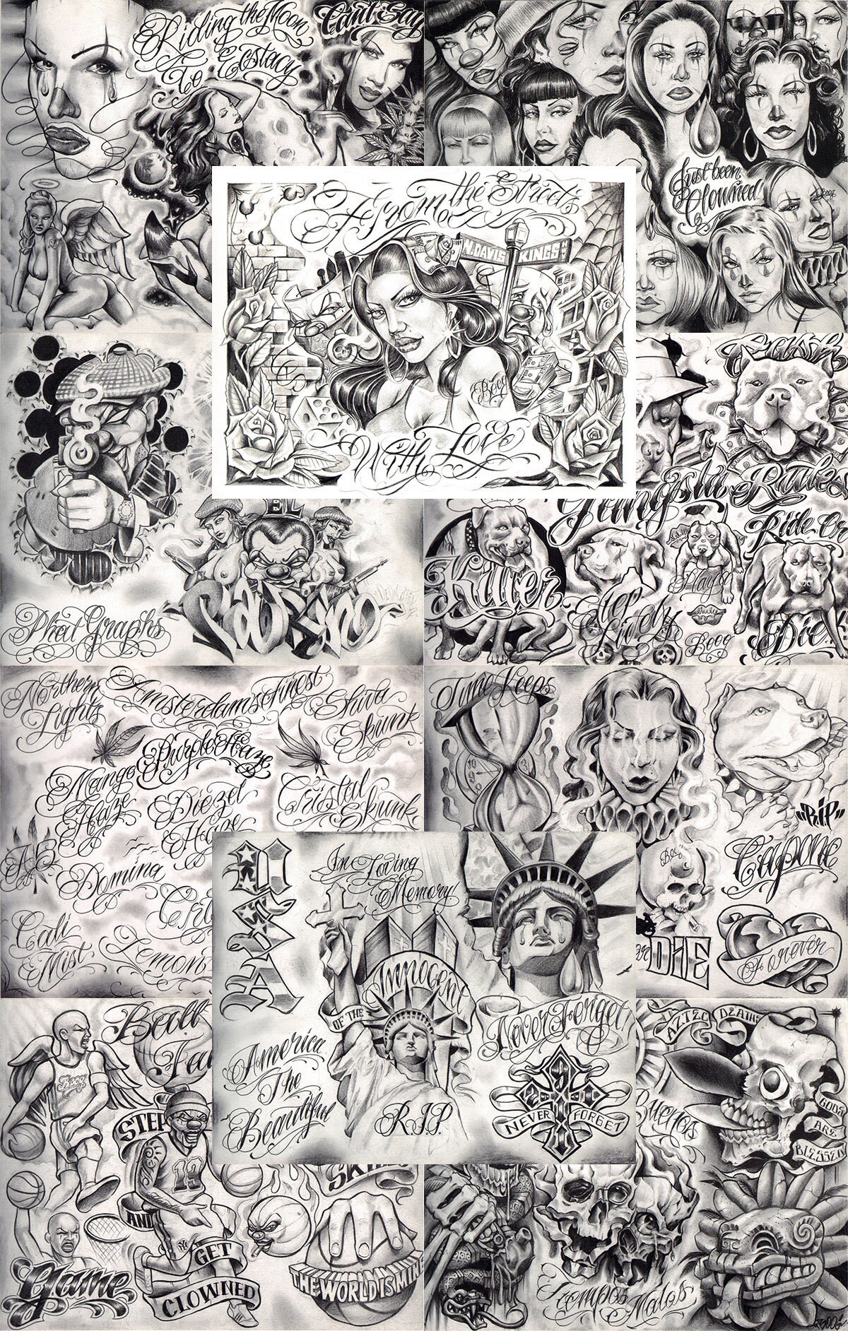 Boog From The Streets With Love Gangsta Style Tattoo Flash 10 Blatt Set 11x14" A, Tolles Shop Investment Für Display, Lowrider Kunstwerk Boog From The Streets With Love Gangsta Style Tattoo Flash 10 Blatt Set 11x14" A, Tolles Shop Investment Für Display, Lowrider Kunstwerk von Etsy - NeedfulThingsByMatt