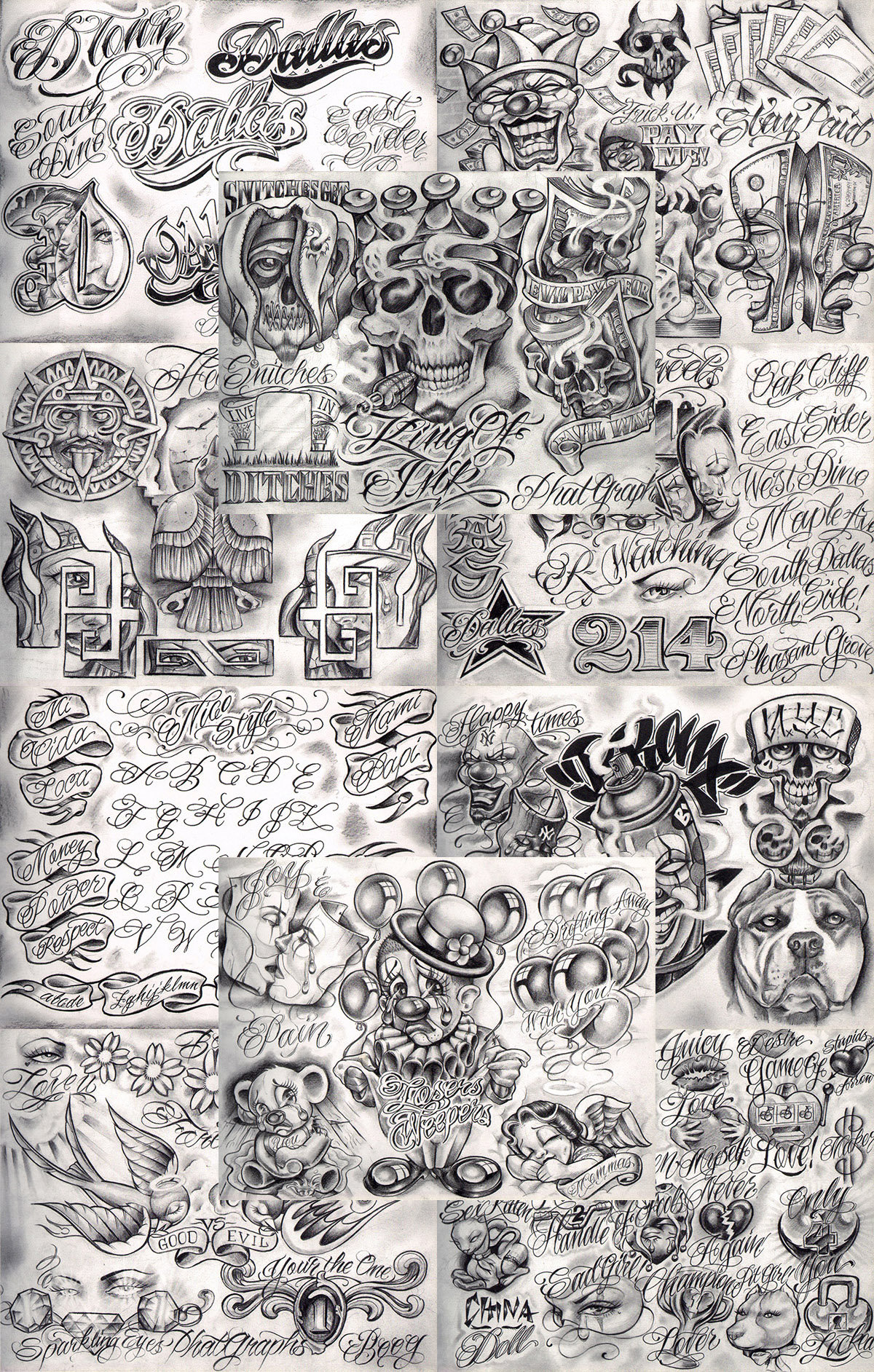 Boog From The Streets With Love Gangsta Style Tattoo Flash 10 Blatt Set 11x14" G, Tolles Shop Investment Für Display, Lowrider Kunstwerk Boog From The Streets With Love Gangsta Style Tattoo Flash 10 Blatt Set 11x14" G, Tolles Shop Investment Für Display, Lowrider Kunstwerk von Etsy - NeedfulThingsByMatt