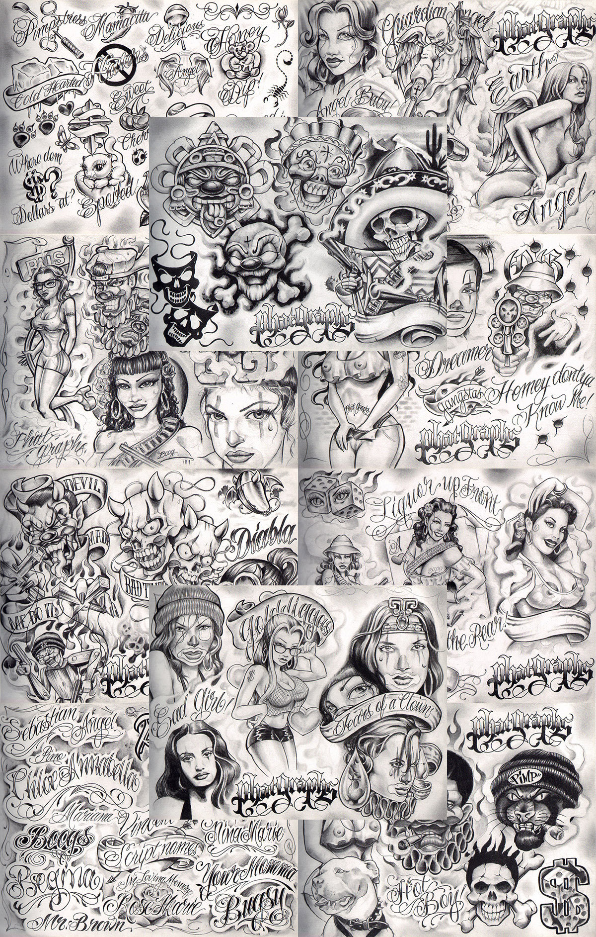 Boog From The Streets With Love Gangsta Style Tattoo Flash 10 Blatt Set 11x14" N, Tolles Shop Investment Für Display, Lowrider Kunstwerk Boog From The Streets With Love Gangsta Style Tattoo Flash 10 Blatt Set 11x14" N, Tolles Shop Investment Für Display, Lowrider Kunstwerk von Etsy - NeedfulThingsByMatt