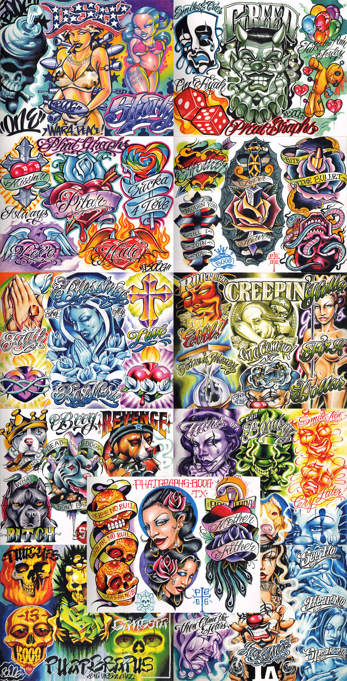 Boog From The Streets With Love Gangsta Style Tattoo Flash 11 Sheet Set 11x14" H, Tolles Shop Investment Für Display, Lowrider Art Boog From The Streets With Love Gangsta Style Tattoo Flash 11 Sheet Set 11x14" H, Tolles Shop Investment Für Display, Lowrider Art von Etsy - NeedfulThingsByMatt