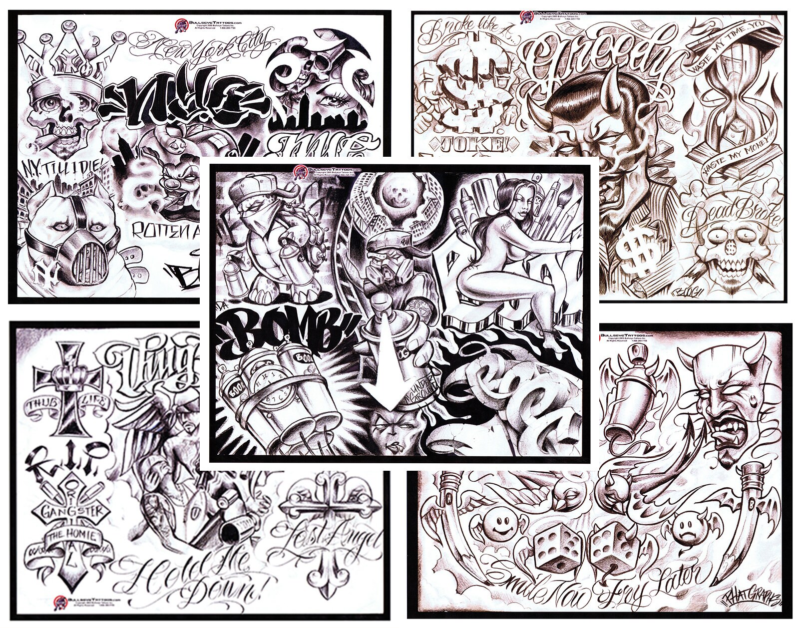 Boog Gangsta Style Tattoo Blitz Set 5 Blatt Mit Linework, Gangster, 11x14" 4 Boog Gangsta Style Tattoo Blitz Set 5 Blatt Mit Linework, Gangster, 11x14" 4 von Etsy - NeedfulThingsByMatt