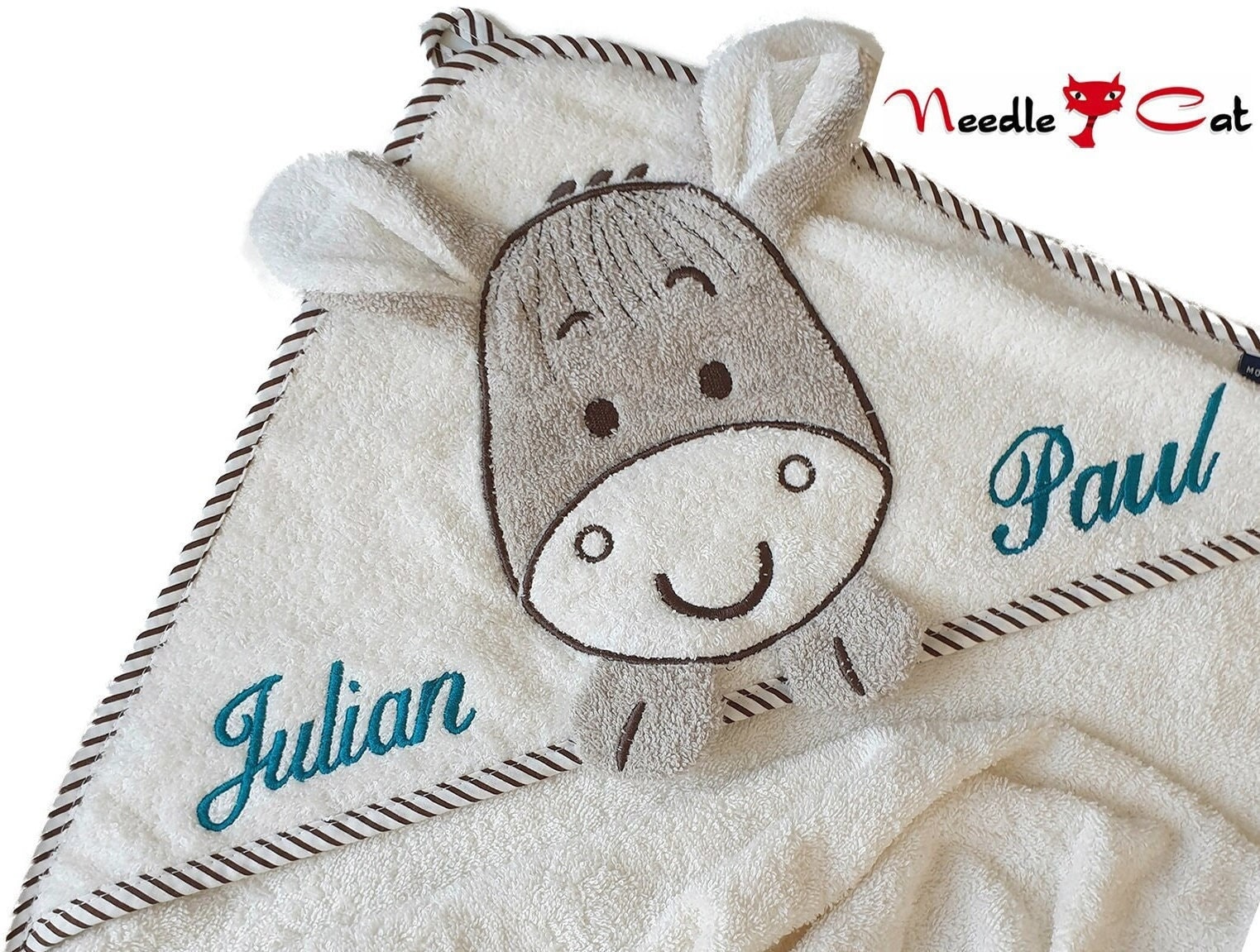 Kapuzenhandtuch Esel Mit Name Und Optional Datum Morgenstern100x100 cmgeschenk Zur Geburtgeschenk Taufeneedlecat Stickatelier von Etsy - NeedleCatAtelier