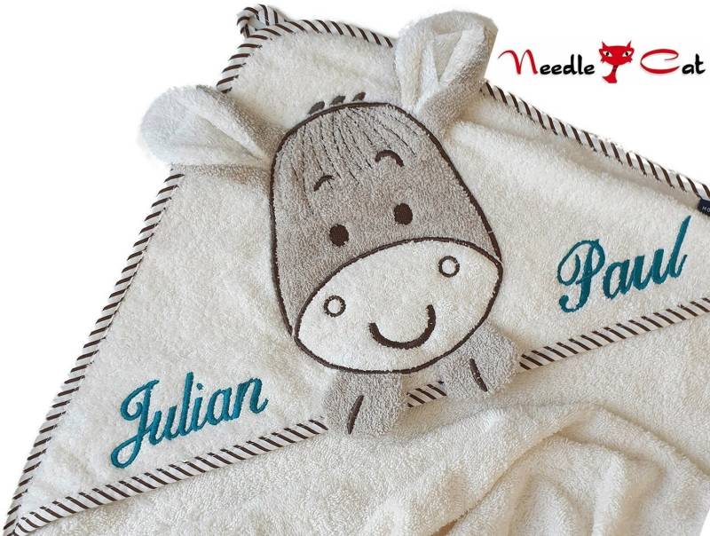 Kapuzenhandtuch Esel Mit Name Und Optional Datum Morgenstern100x100 cmgeschenk Zur Geburtgeschenk Taufeneedlecat Stickatelier von Etsy - NeedleCatAtelier
