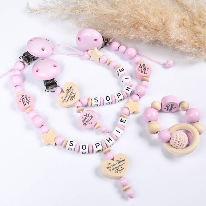 Schnullerkette Mit Namen Set Kinderwagenkette Für Mädchen Rosa S10, Babygeschenk Geburt Taufe von Etsy - NelinoDesign
