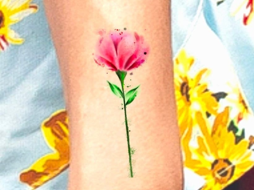 Aquarell Blume Temporäres Tattoo von Etsy - NewYouTattoo