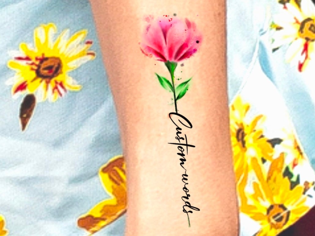 Benutzerdefinierte Aquarell Blume Temporäres Tattoo von Etsy - NewYouTattoo