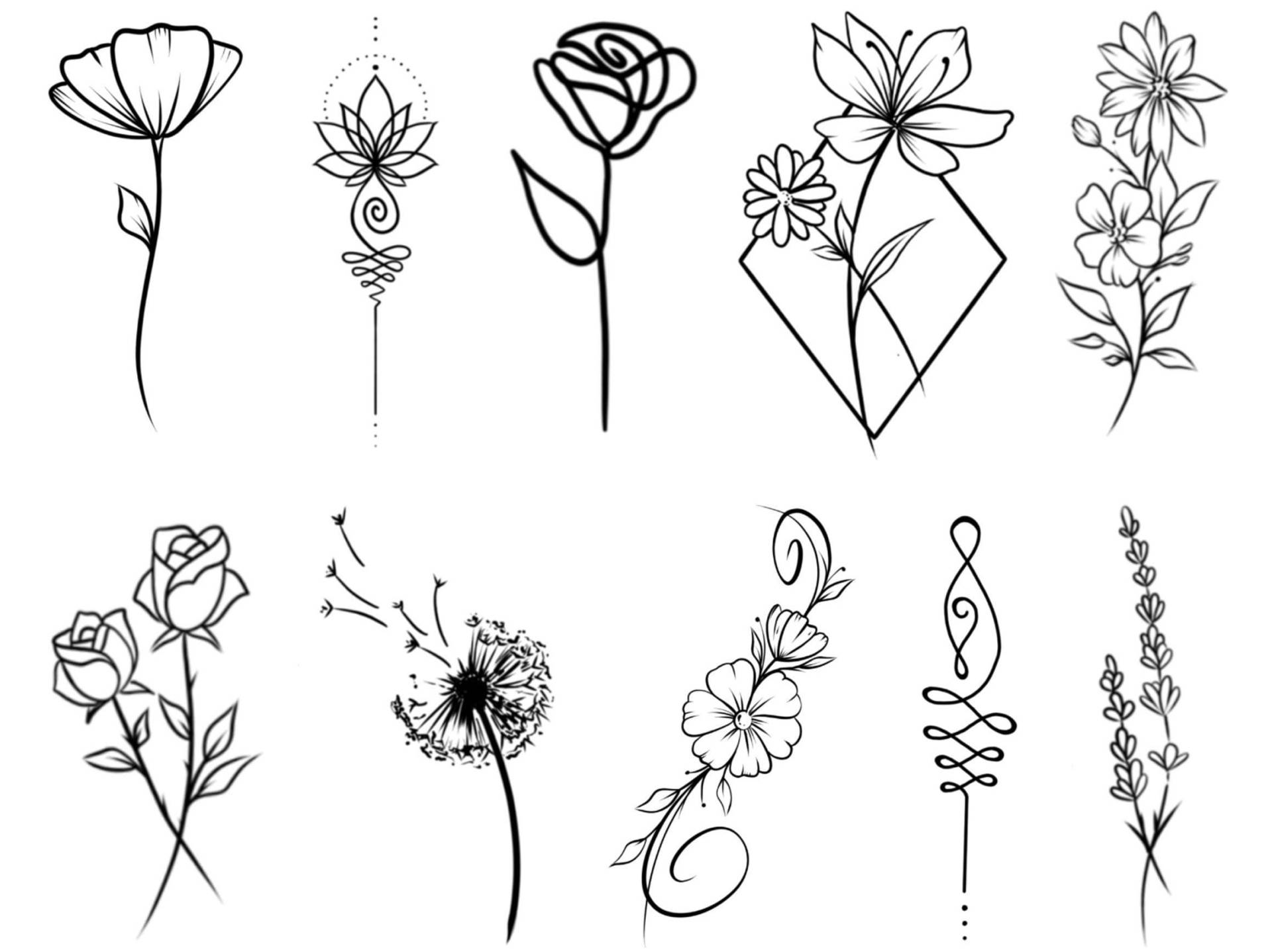 Blumen Temporary Tattoo Sheet Multipack / von Etsy - NewYouTattoo