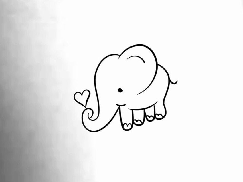 Elefant Herz Temporäres Tattoo/Baby Tier Liebe Einfaches von Etsy - NewYouTattoo