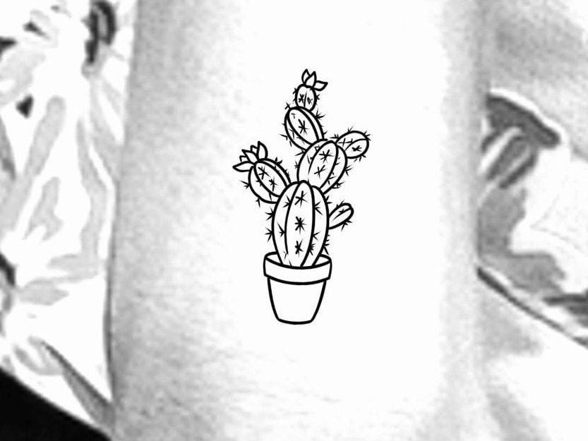 Kaktus Temporäres Tattoo/Pflanze Kleiner Blumen Blume Am Handgelenk von Etsy - NewYouTattoo