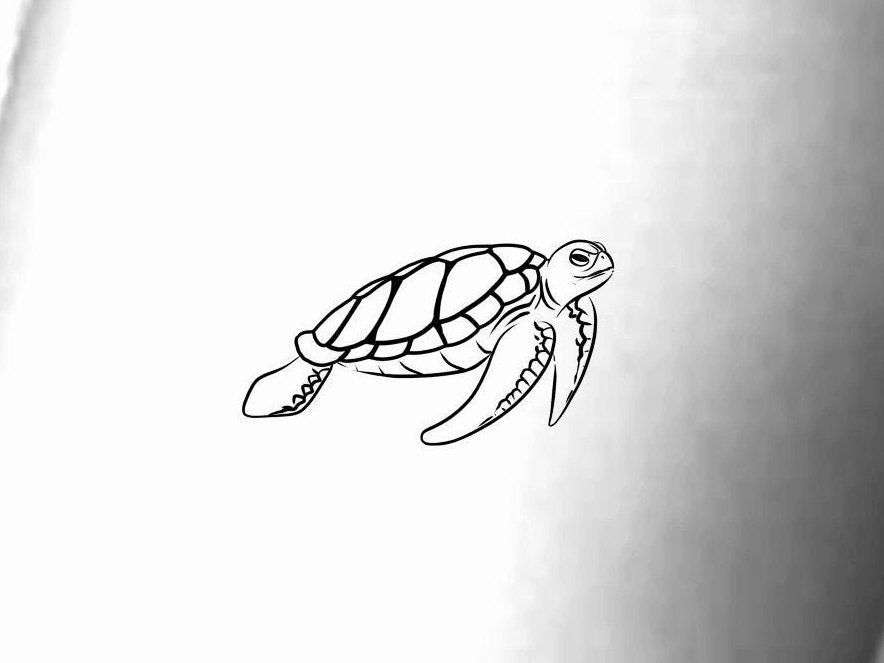 Meeresschildkröte Temporäres Tattoo/Kleine Schildkröte Tier Temporäres Boho Boho Ozean Wasser von Etsy - NewYouTattoo