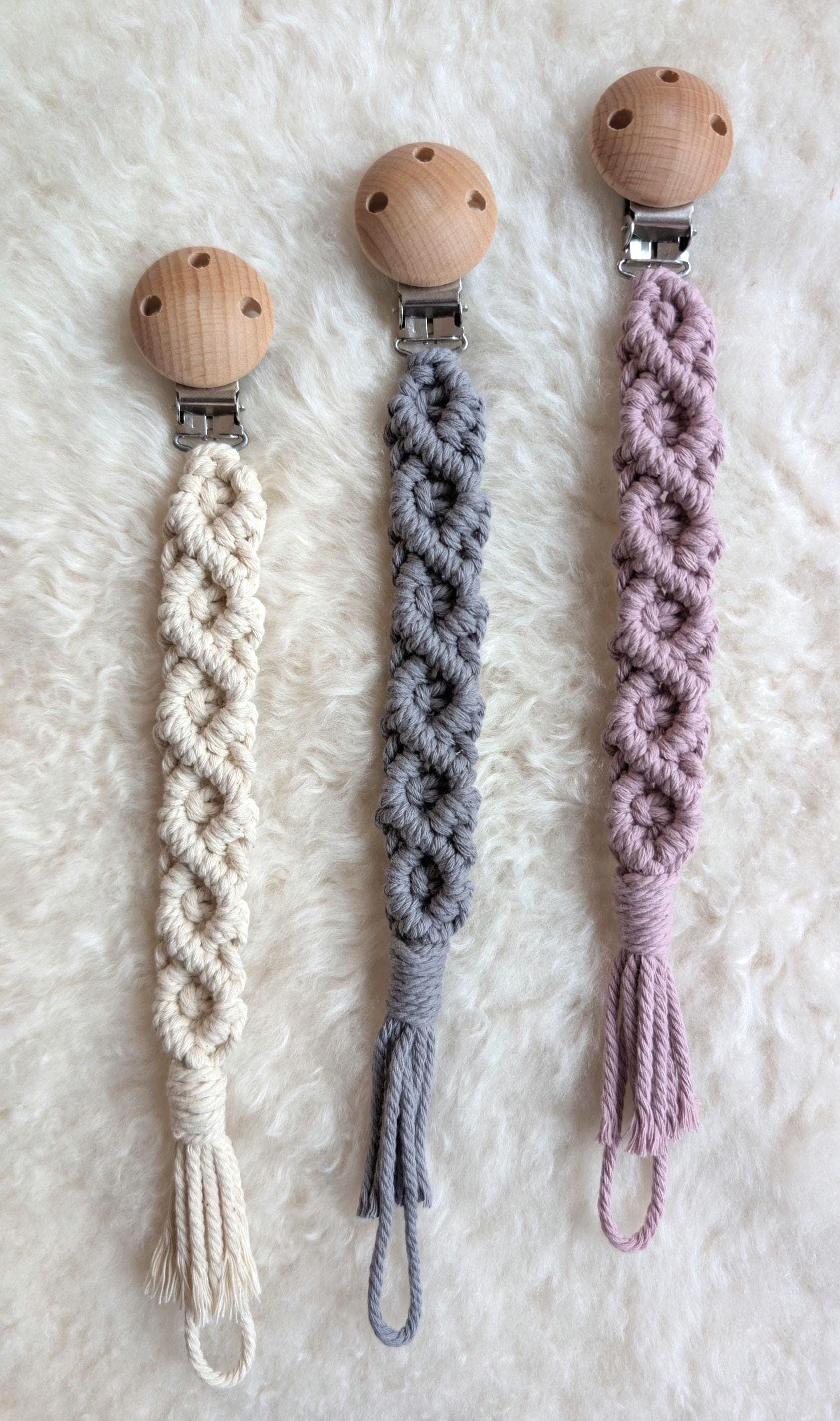 Makramee Schnullerkette, 100% Baumwolle, Oekotex Standard von Etsy - NikaHomeDesign