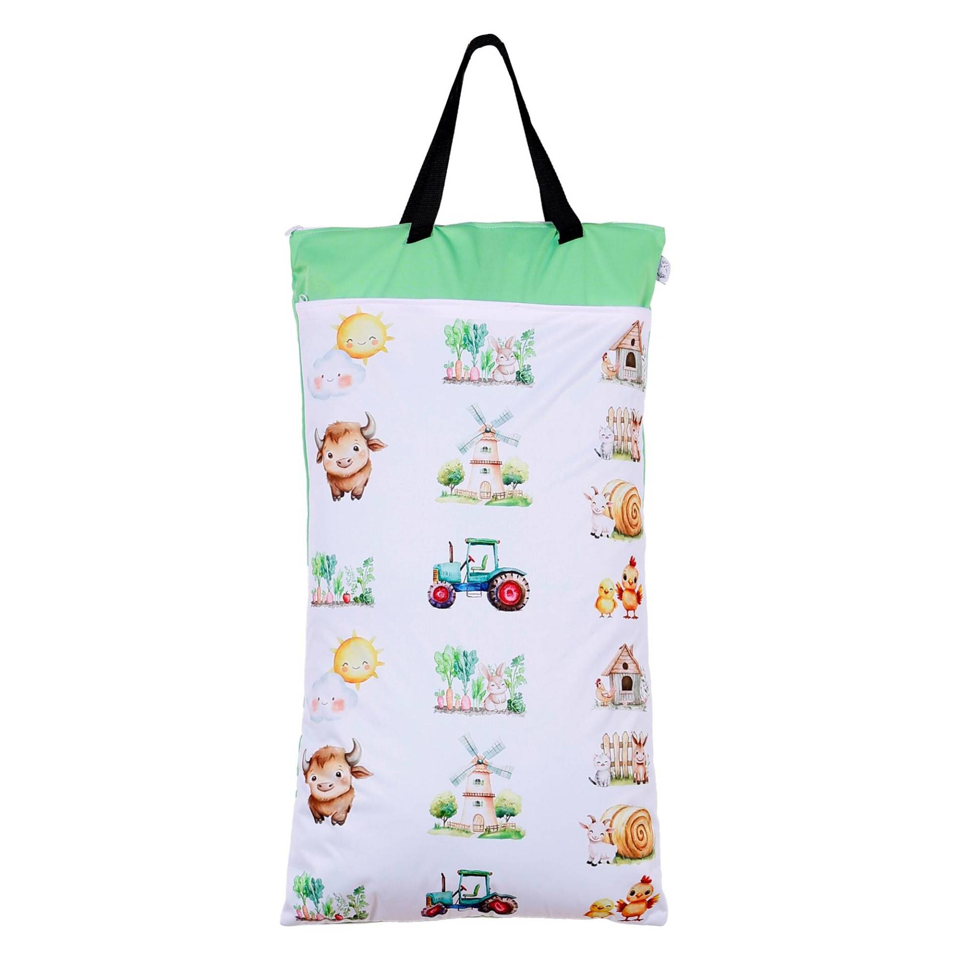 Nilpfi Xxl Wetbag "Farm-2" Nasstasche Für Kita, Schwimmtasche Badesachen, Als Geschenk Baby, Kita, Kindergarten von Etsy - NilpfiKreationen