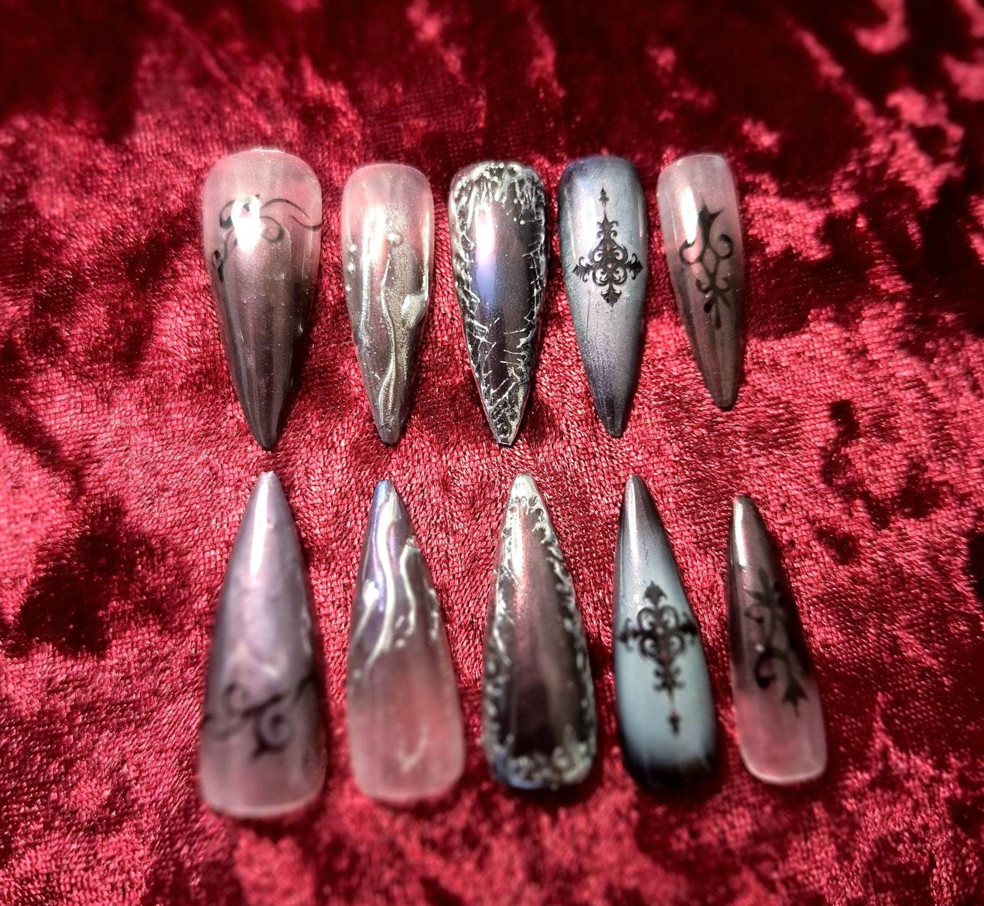 Press On Nails, Gothic Chrome Nailart, Press Nägel, Halloween von Etsy - NiphiliasNails