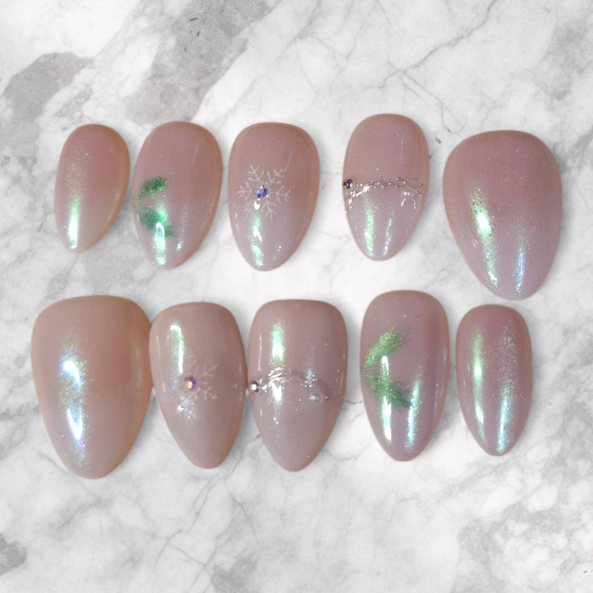 Press On Nails, Little Xmas, Chrome, Winter, Weihnachten, Press Nägel, Christmas, Short, Long, Medium von Etsy - NiphiliasNails