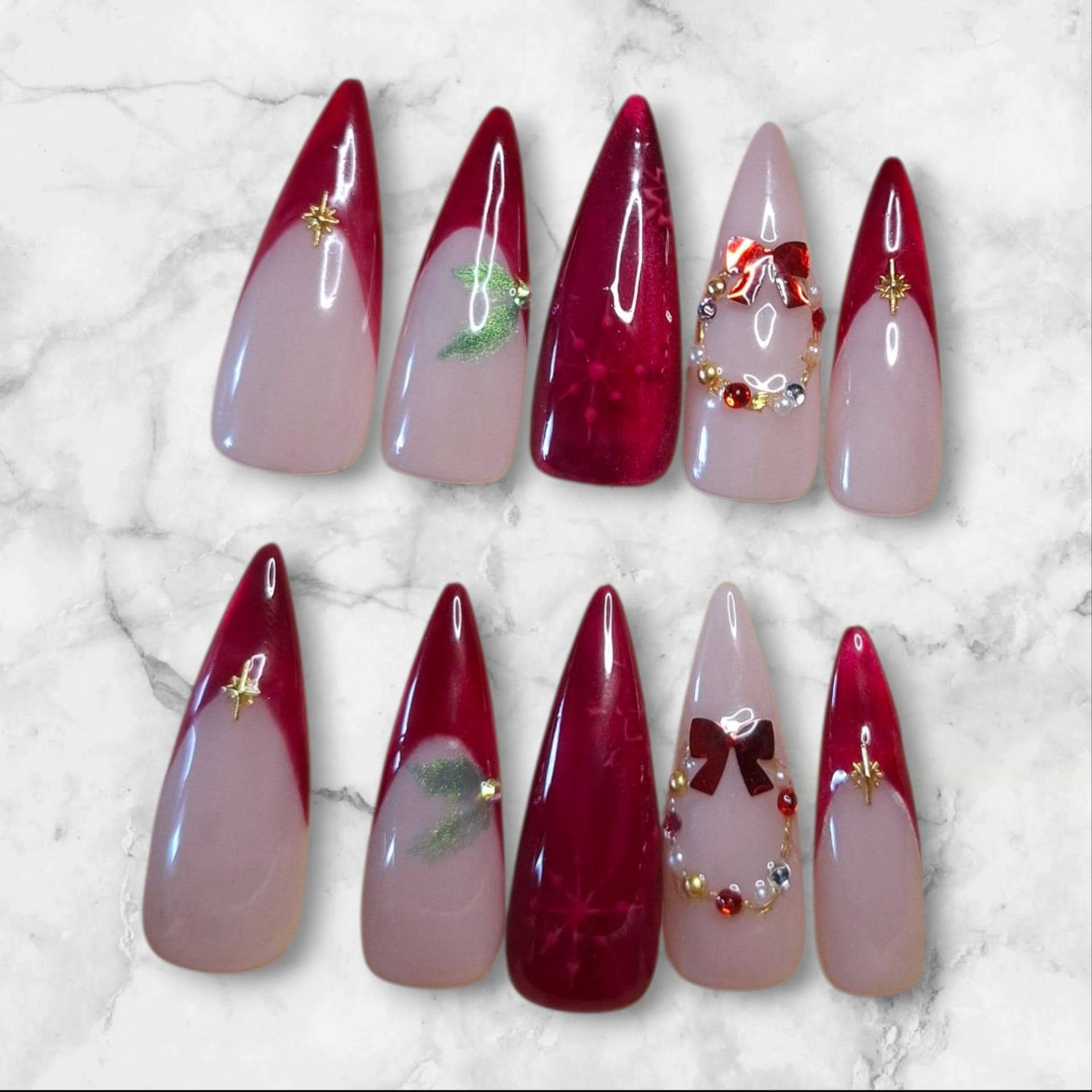 Press On Nails, Santas Secret, Cat Eye, Press Nägel, Winter, Weihnachten, Christmas, Long, Short, Medium von Etsy - NiphiliasNails