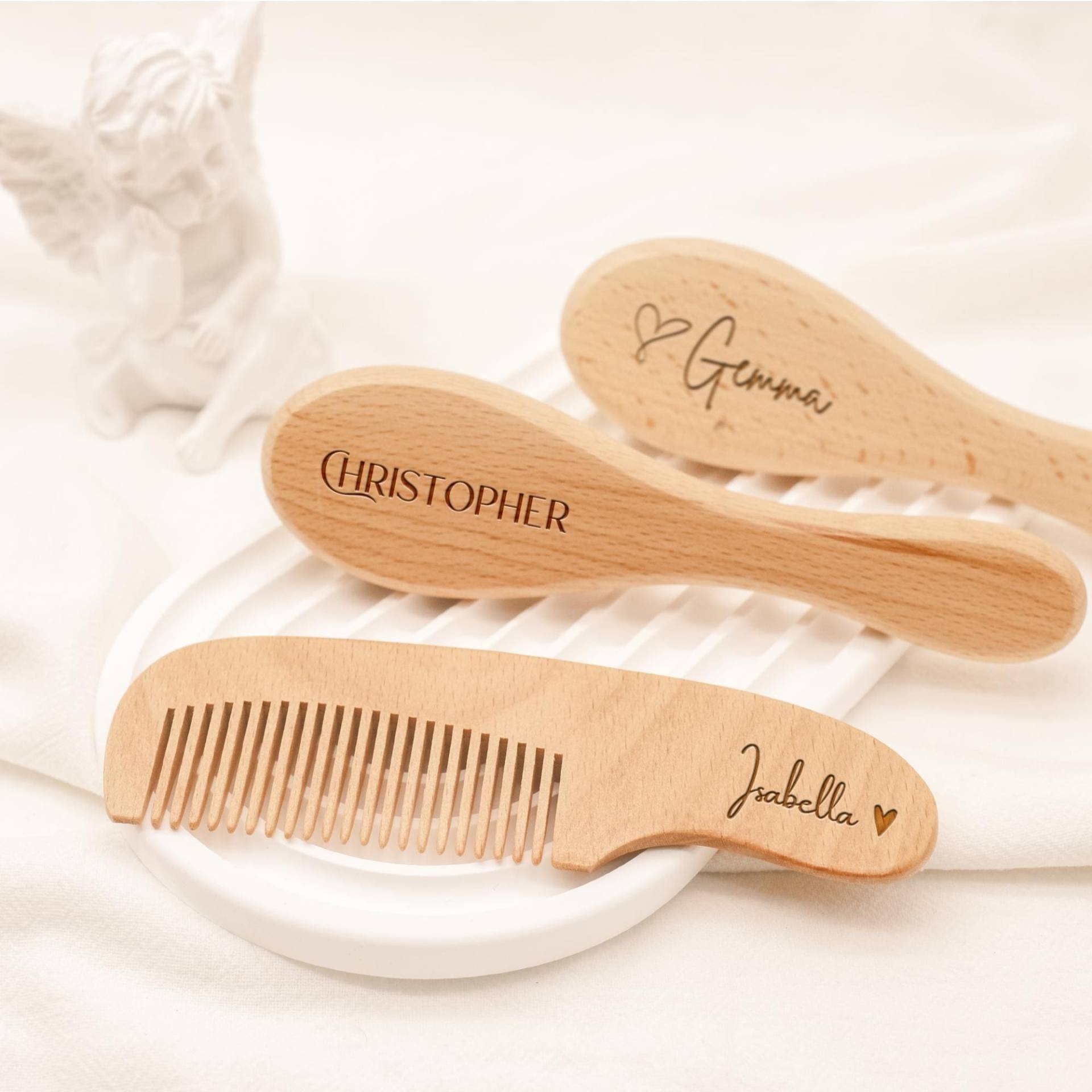 Personalisierte Baby Bürsten-Set Aus Holz Mit Name - Haarbürste Für Baby-Dusche-Geschenk Gravierte von Etsy - NovaKouture
