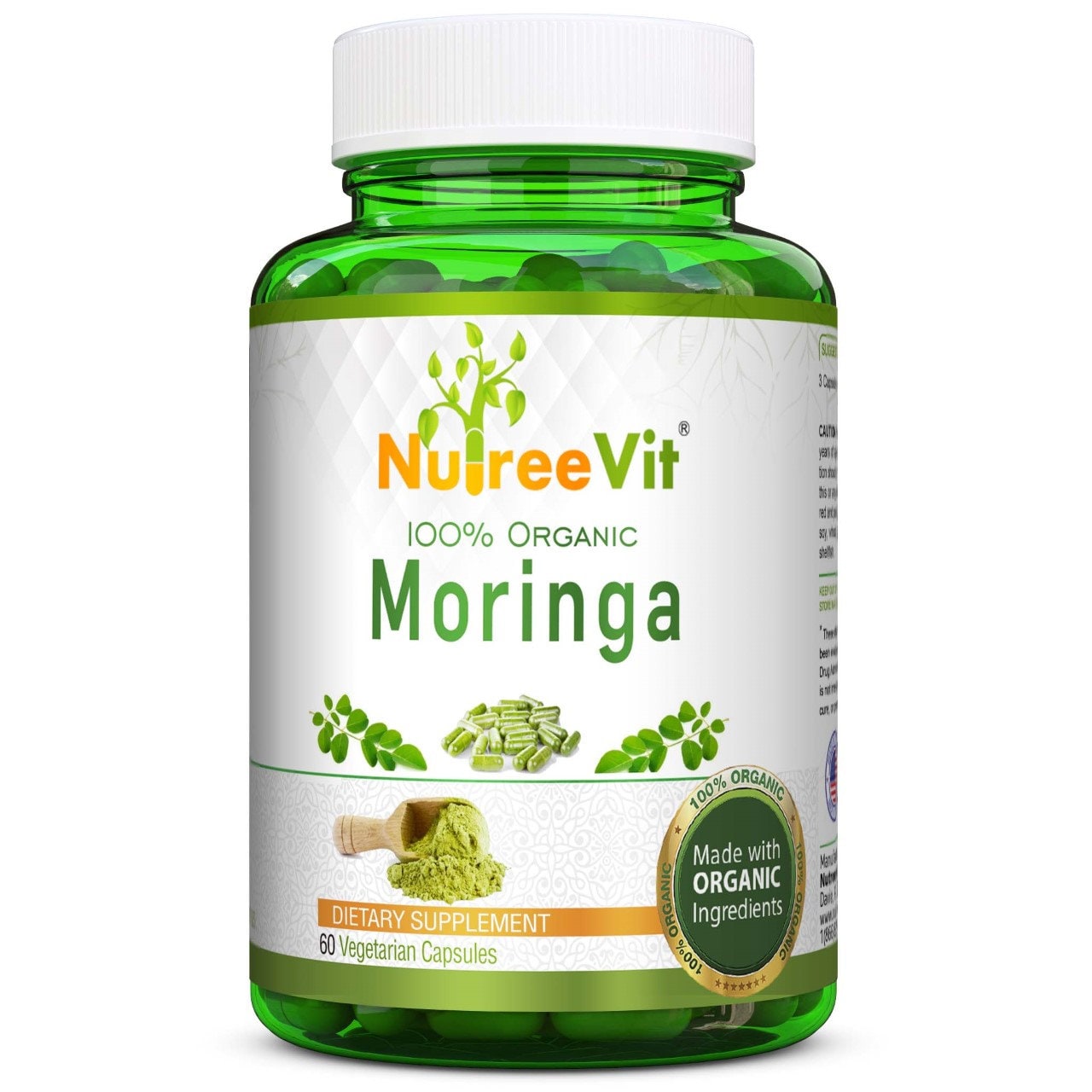 Reine Bio Moringa Oleifera Gemüsekapseln | 500 Mg von Etsy - NutreeVit
