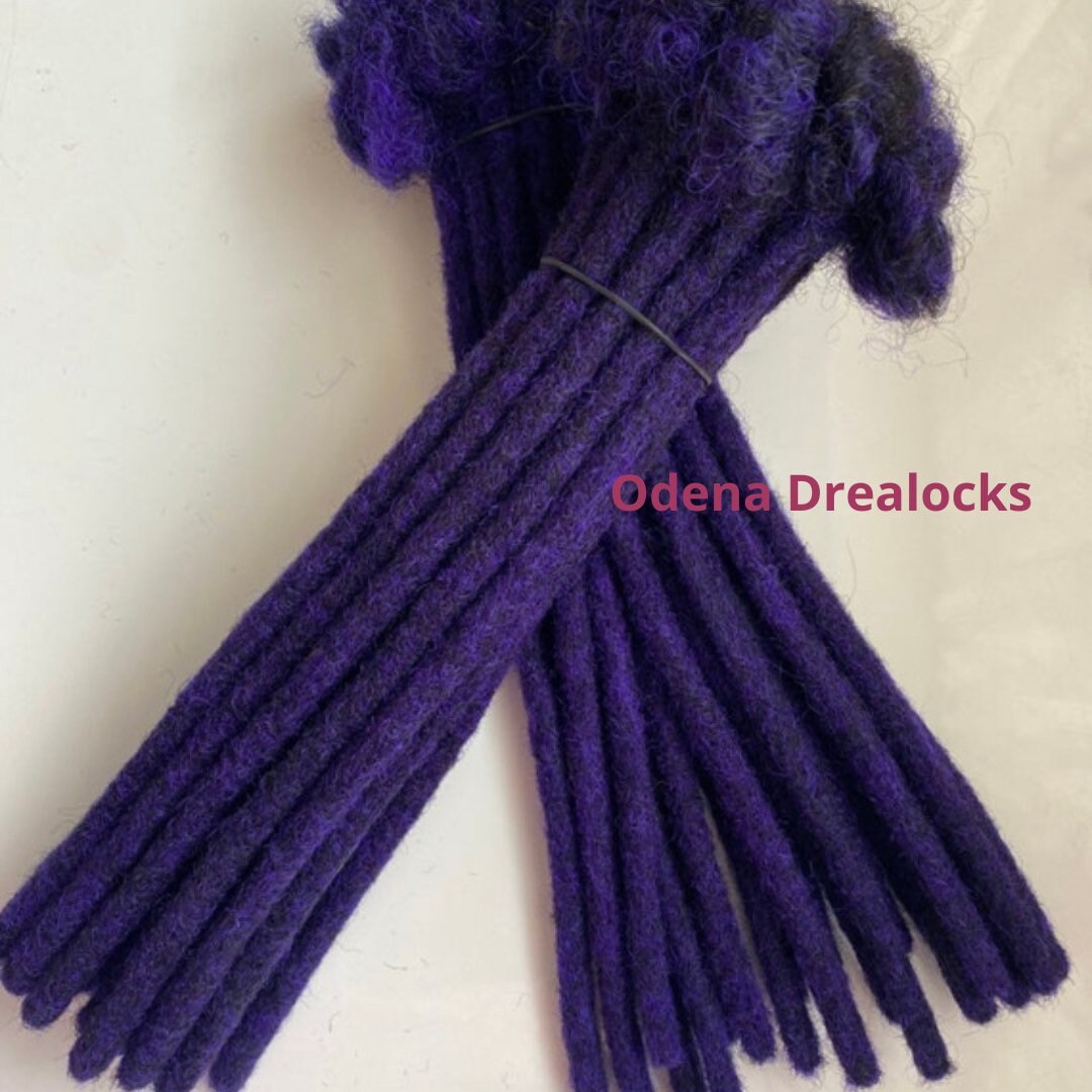 12Inches 0, 8 Dreads 100%human Hair Extension Mixed Black & Purple Dreadlocks 20stk von Etsy - Odenadreadlocks