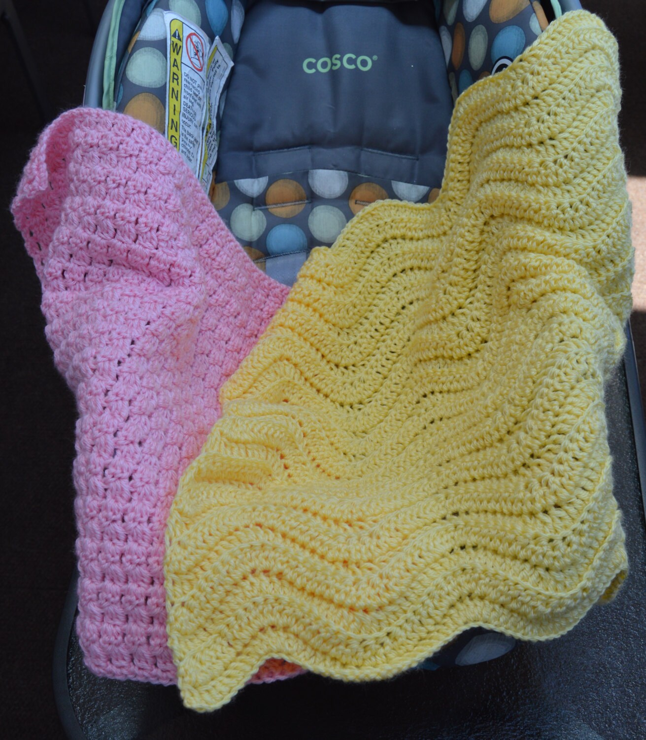 Rosa Und Gelben Gehäkelte Autositz Decken | Baby Girl 2Er Set von Etsy - OffTheHookbyJulie