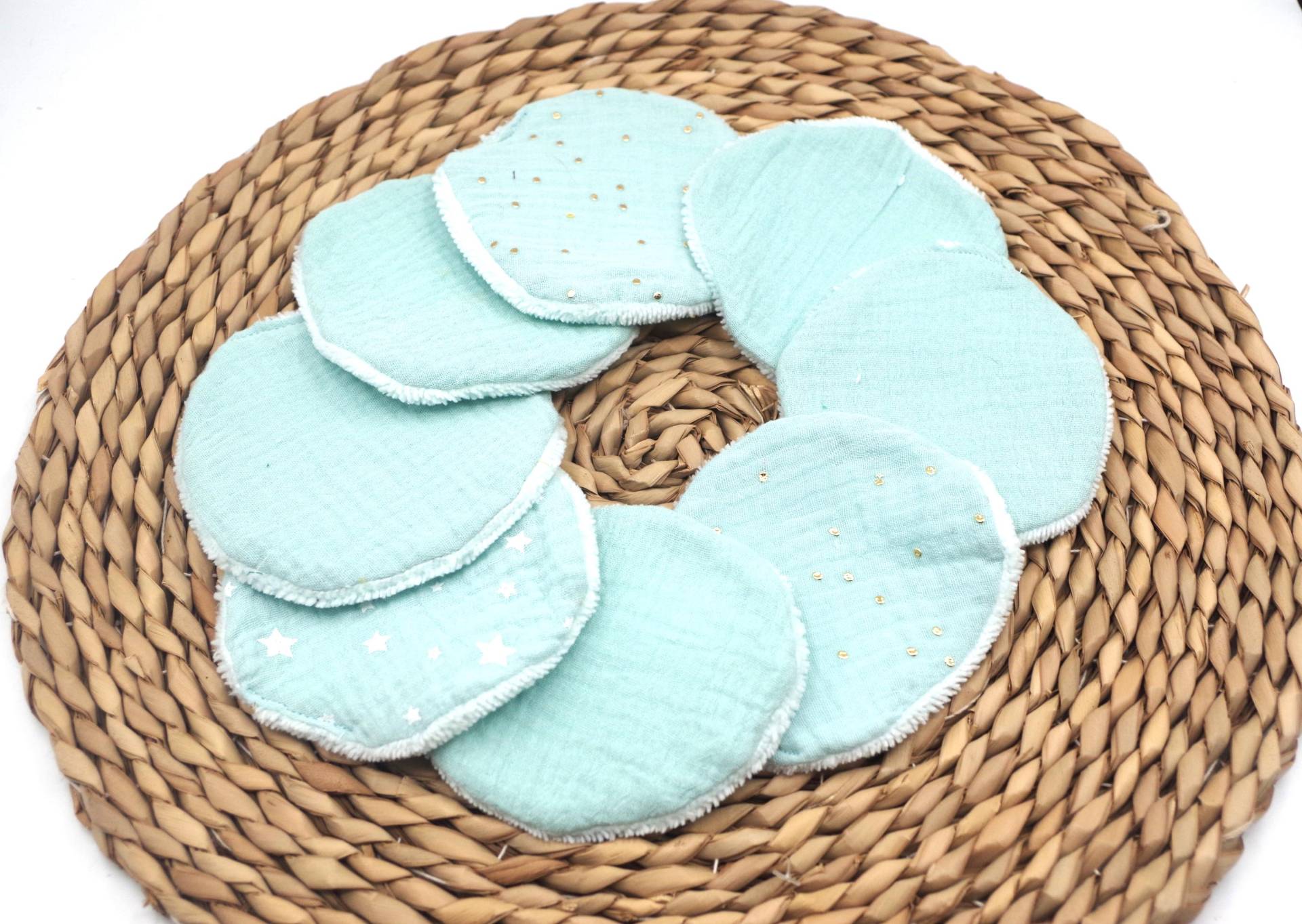 8 Waschbare, Wiederverwendbare Toilettentücher Aus Wassergrüner Doppelgaze Mit Goldglitter Und Bambusschwamm 8 Waschbare, Wiederverwendbare Toilettentücher Aus Wassergrüner Doppelgaze Mit Goldglitter Und Bambusschwamm von Etsy - Ofildessaisons
