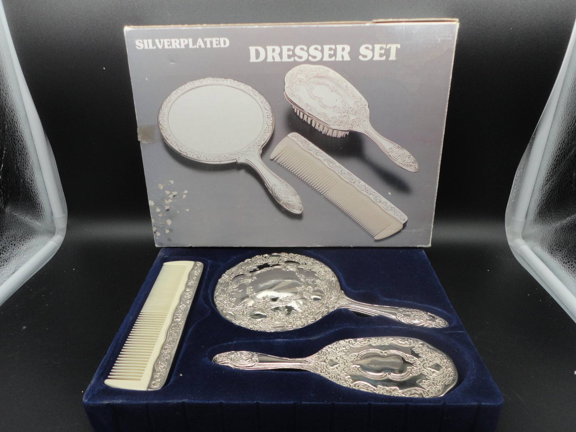 Versilberter Handspiegel, Bürsten - Und Kamm-Set, Sammlerspiegel, Vintage Versilberter Spiegel, Kamm-Set von Etsy - OldIsNewAgainGifts