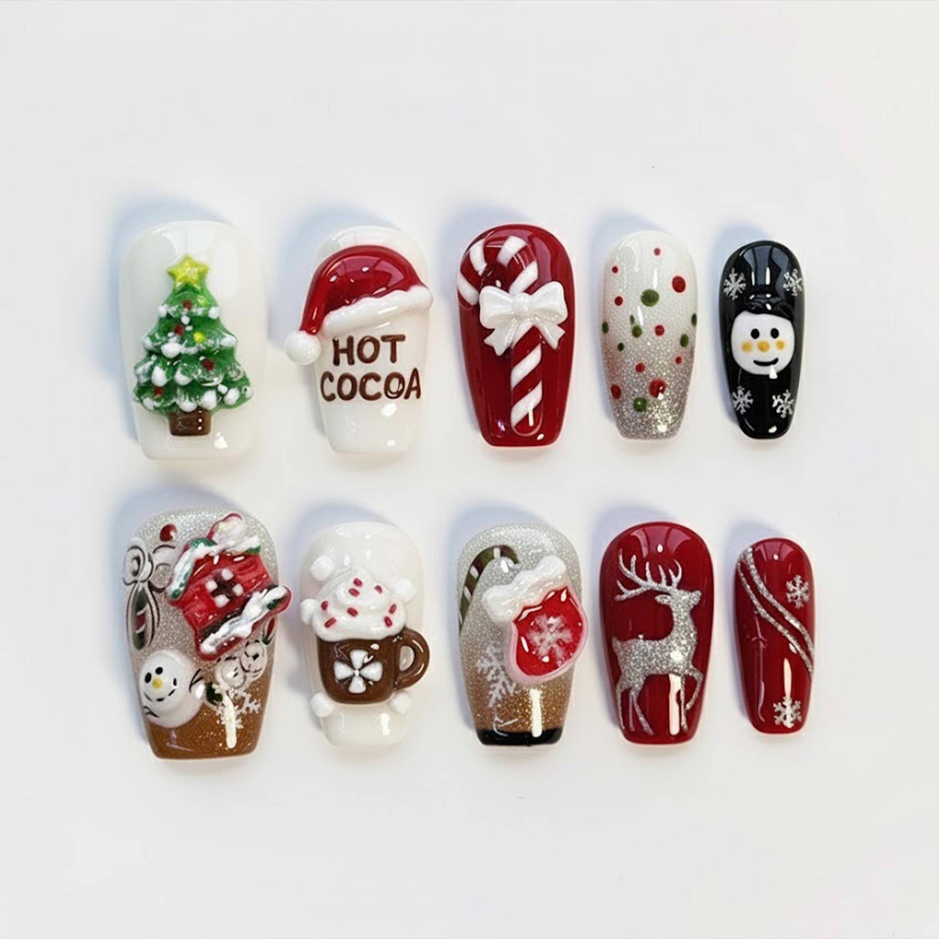 3D Hot Cocoa Christmas Press On Nails Festive Red White/Snowman Reindeer Candy Cane/Knit Glove Holiday Drink Art 3D Hot Cocoa Christmas Press On Nails Festive Red White/Snowman Reindeer Candy Cane/Knit Glove Holiday Drink Art von Etsy - OneDayInMayShop