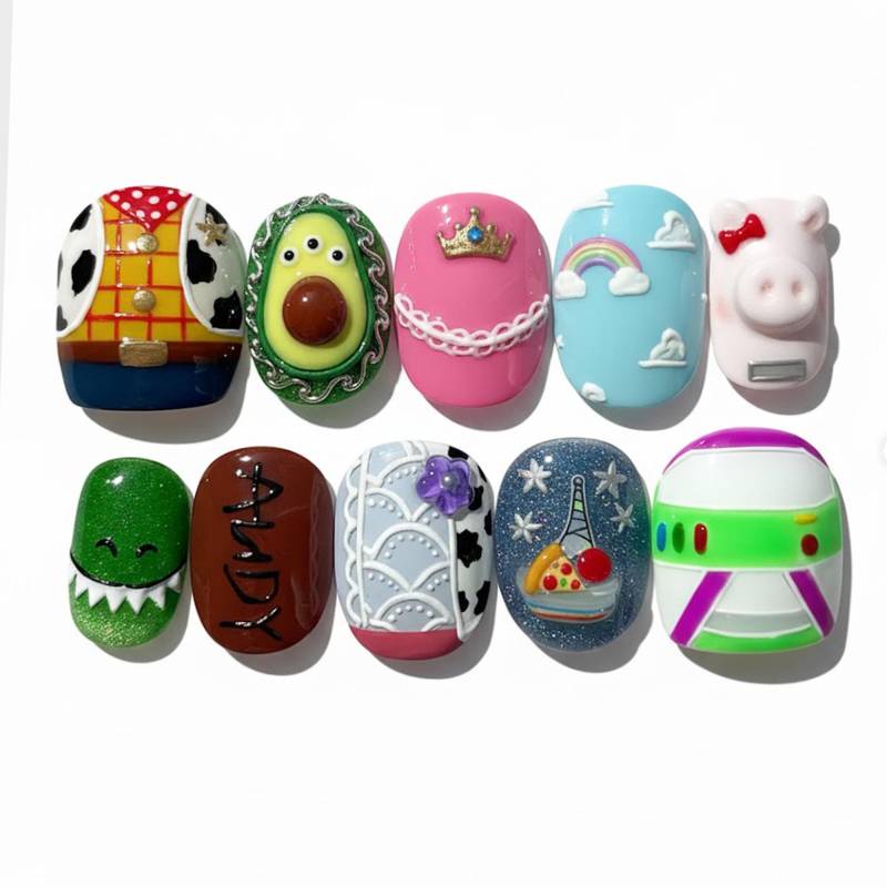 Childhood Toy Theme Press On Nails Cowboy Space Ranger/3D Avocado Pig/Rainbow Cloud/Pizza Planet Hand Painted Art Childhood Toy Theme Press On Nails Cowboy Space Ranger/3D Avocado Pig/Rainbow Cloud/Pizza Planet Hand Painted Art von Etsy - OneDayInMayShop