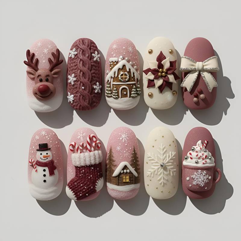 Handmade 3D Cozy Christmas Press On Nails | Rustic Winter Gingerbread & Knit Nail Set Reindeer, Snowman Stocking Art Handmade 3D Cozy Christmas Press On Nails | Rustic Winter Gingerbread & Knit Nail Set Reindeer, Snowman Stocking Art von Etsy - OneDayInMayShop