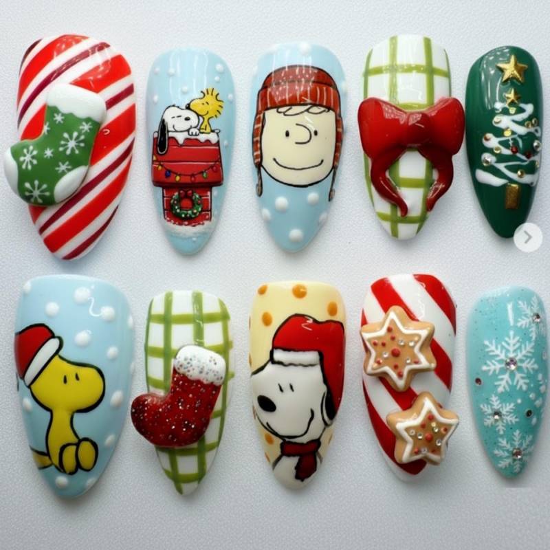 Handmade 3D Snoopy Christmas Press On Nails | Peanuts Holiday Nail Set Cute Winter With Charlie Brown, Gingerbread & Candy Cane Handmade 3D Snoopy Christmas Press On Nails | Peanuts Holiday Nail Set Cute Winter With Charlie Brown, Gingerbread & Candy Cane von Etsy - OneDayInMayShop