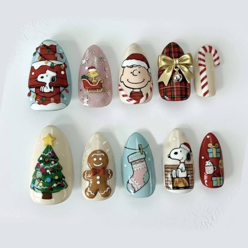 Snoopy Peanuts Christmas Holiday Press On Nails Set Plaid Candy Cane Xmas Fireplace Tree Gingerbread Cute Fake Snoopy Peanuts Christmas Holiday Press On Nails Set Plaid Candy Cane Xmas Fireplace Tree Gingerbread Cute Fake von Etsy - OneDayInMayShop