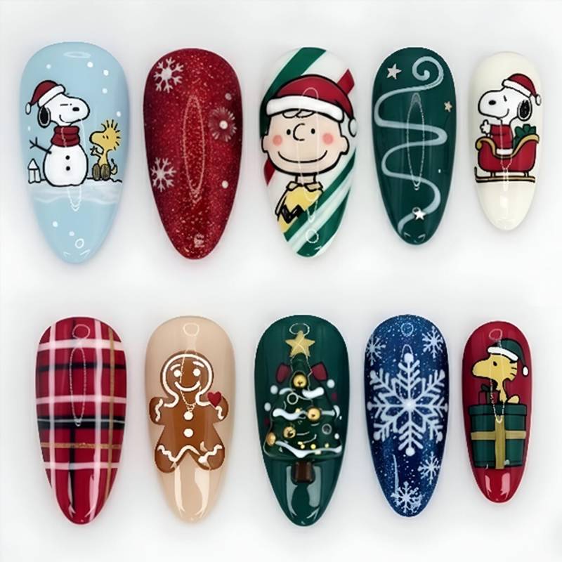 Snoopy Peanuts Christmas Press On Nails Set Cartoon Charlie Brown Plaid Snowflake Xmas Tree Gingerbread Red Green Fake Snoopy Peanuts Christmas Press On Nails Set Cartoon Charlie Brown Plaid Snowflake Xmas Tree Gingerbread Red Green Fake von Etsy - OneDayInMayShop