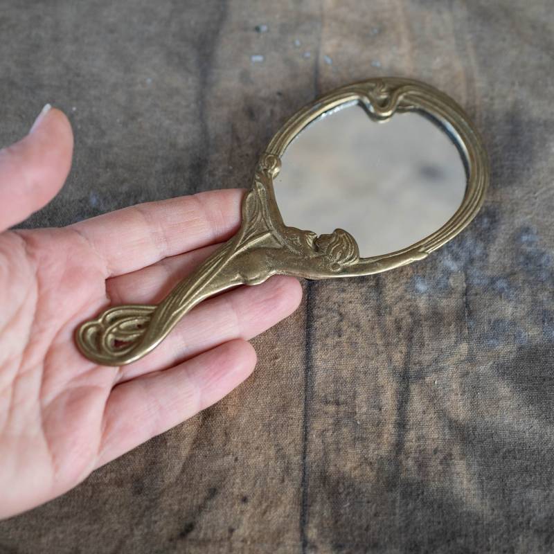 Kleiner Handspiegel Vintage Gold Vanity Make-Up Dekor von Etsy - Organiccloth