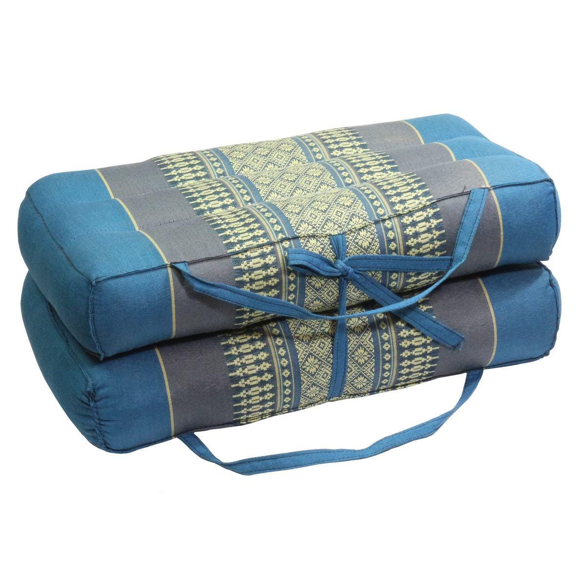 Yoga Block Faltbar Kopfkissen Nackenkissen Sitzkissen Thaikissen Kissen Kapokkissen Thai-Motiv Baumwolle Kapok Türkis Grau von Etsy - OrientalGalerie